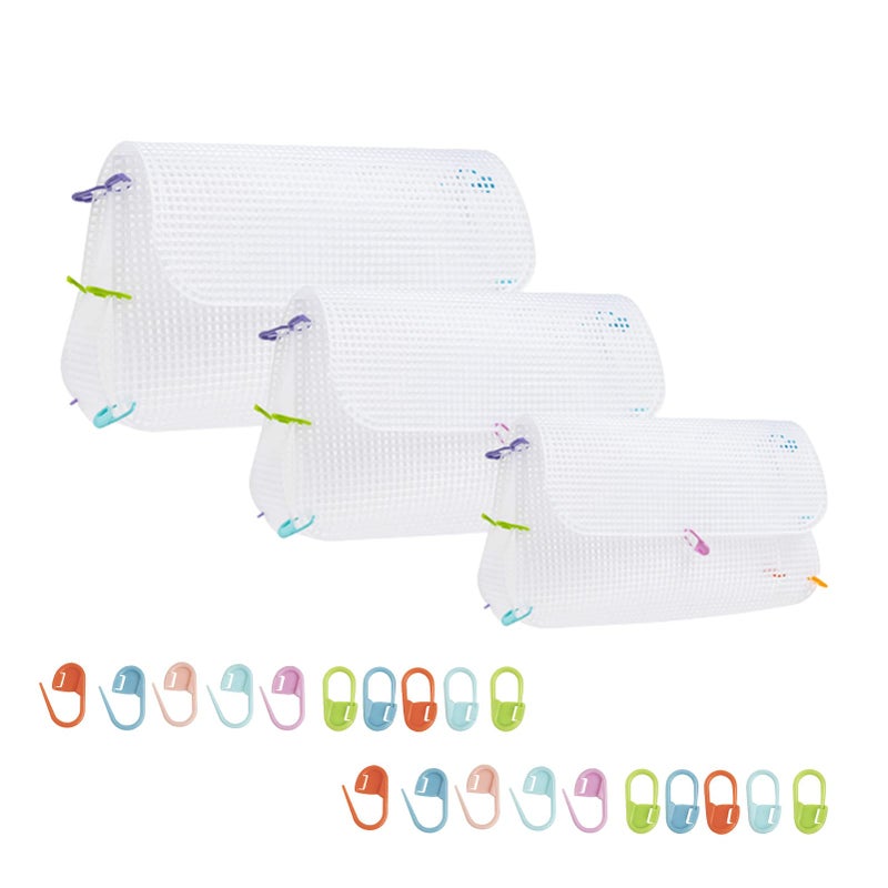 maycreate MAYCREATE 3Pcs Mesh Clear Plastic Canvas Sheets With 100 Clips Crossbody Diy Sewing Bag Form Cross Stitch Plastic Plate For Diy Crafts, Acrylic Yarn Crafting Knit Crochet Projects, Modern, White - Image 1