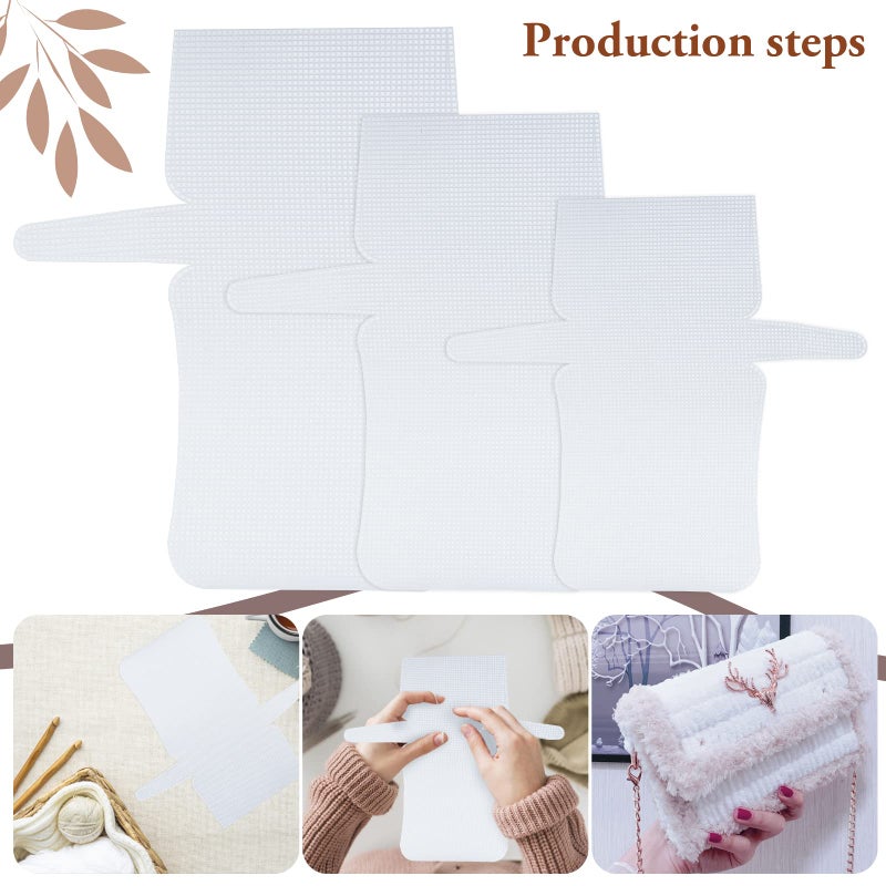 maycreate MAYCREATE 3Pcs Mesh Clear Plastic Canvas Sheets With 100 Clips Crossbody Diy Sewing Bag Form Cross Stitch Plastic Plate For Diy Crafts, Acrylic Yarn Crafting Knit Crochet Projects, Modern, White - Image 4