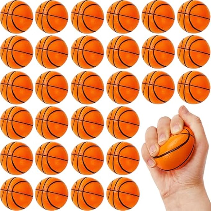 Baaxxango 30 Pack 2.5 Inch Basketball Stress Ball,Mini Soft Foam Basketballs,Squeeze Sports Balls for Sport Theme Party Favor Kids Decoration Stress Relief - Image 1