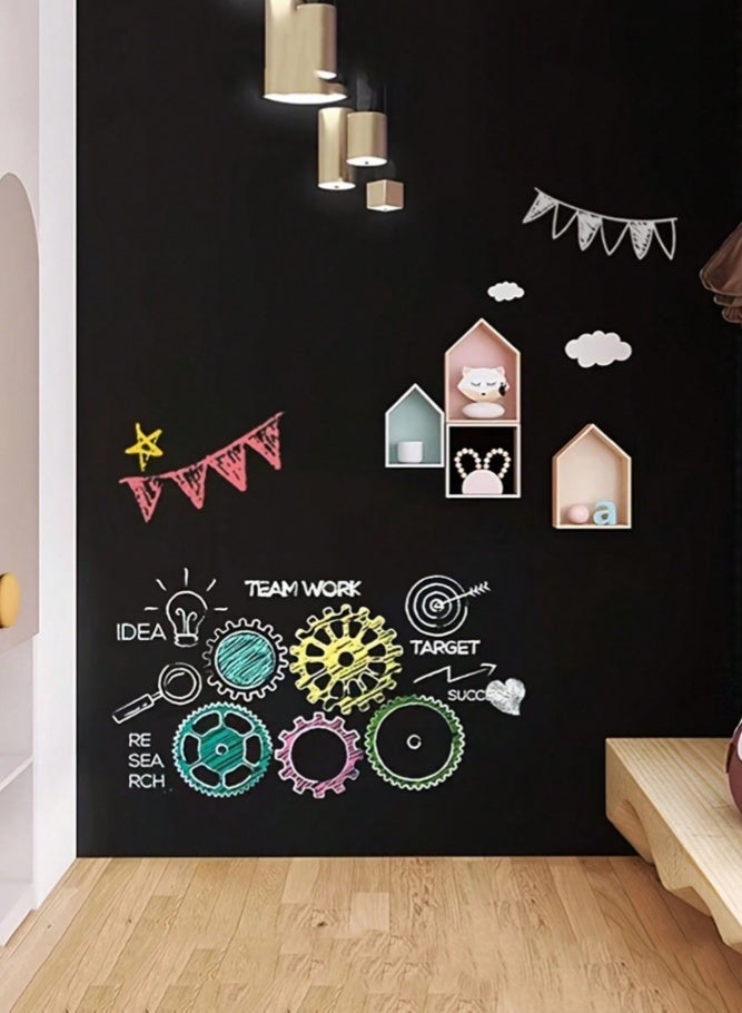 MAIDI Versatile 1-Roll Self-Adhesive Vinyl Chalkboard Wallpaper | Removable Kids Blackboard Wall Sticker with 5 Colored Chalks & Eraser Cloth | Durable Easy-Erase Message Board for Home, School & Office - Image 5