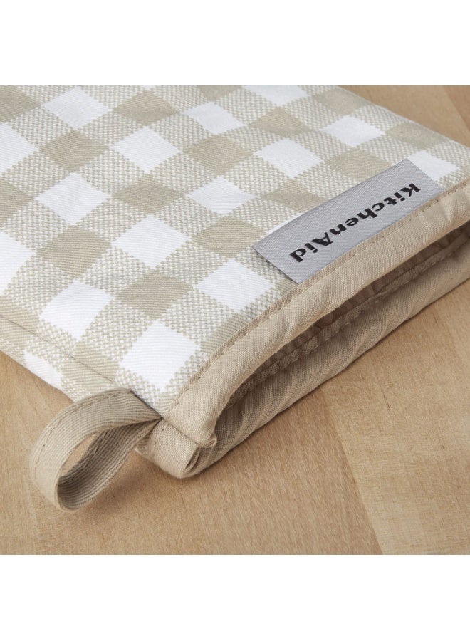 Kitchenaid Gingham Mini Oven Mitt 2-Pack Set  Milkshake Tan  5.5 X8 - Image 3
