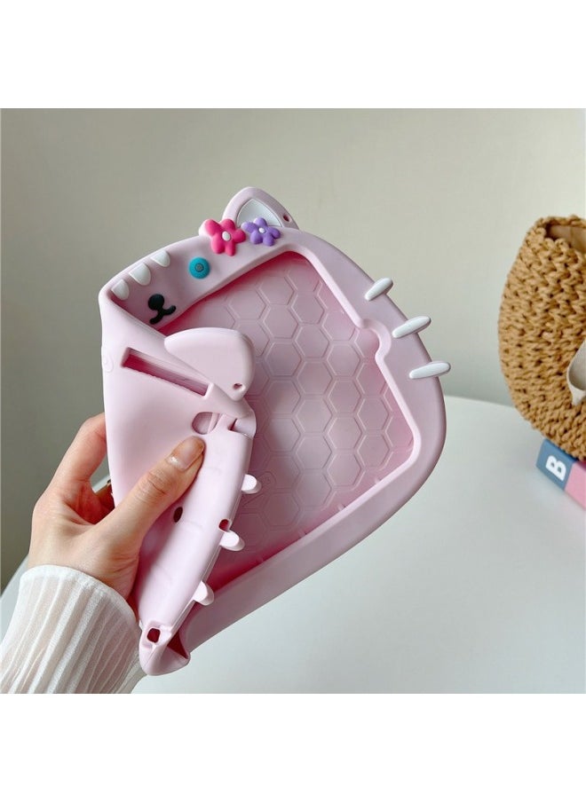Generic - Pink Kitten Ipad10 Tablet PC Silicone Protective Case Rotating Bracket Mini123 Stereo Drop-resistant Suitable-Color:With Rope-Applicable Model:Samsung A9 X110/X115/X117 - Image 1