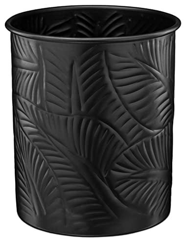 Monarch Abode Handcrafted Floral Embossed Kitchen Utensil Holder for Kitchen Counter Ladle and Large or Small Spoon Holder Decorative Cooking Utensil Crock Organizer for Countertop Matte Black
