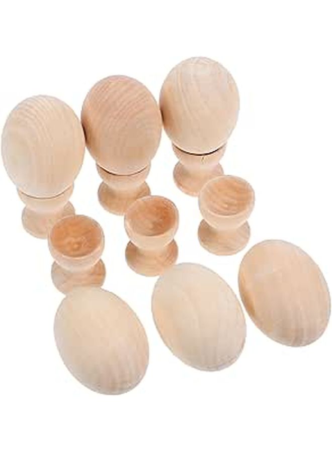 Gatuida 6 Sets Wooden Easter Eggs with Holders for Painting Crafts Home Decoration - Image 1