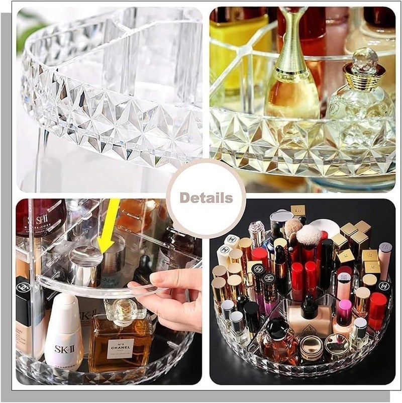 منظم أدوات المكياج و العطور , 7 طبقات قابلة للتعديل و الدوران، تصميم شفاف من الأكليريك الكريستال (الحجم الكبير) - Image 4