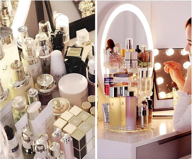 منظم أدوات المكياج و العطور , 7 طبقات قابلة للتعديل و الدوران، تصميم شفاف من الأكليريك الكريستال (الحجم الكبير) - Image 2