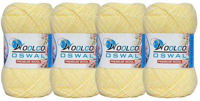 Woolco Oswal Microwool Acrylic Hand Knitting Yarn Pack of 4 Balls (100g Each), Soft Baby Yarn for Sweaters, Booties & DIY Knitting Projects – Baby Wool Thread for Beginners & Kids (Cream) - Image 1