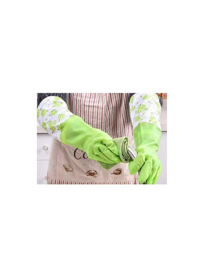 2-Piece Thick Waterproof Latex Household Cleaning Gloves Set for Kitchen Cleaning, Dishwashing, Laundry, Multicolor