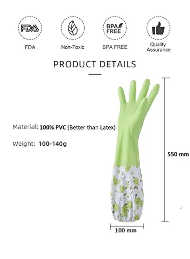 2-Piece Thick Waterproof Latex Household Cleaning Gloves Set for Kitchen Cleaning, Dishwashing, Laundry, Multicolor - Image 5