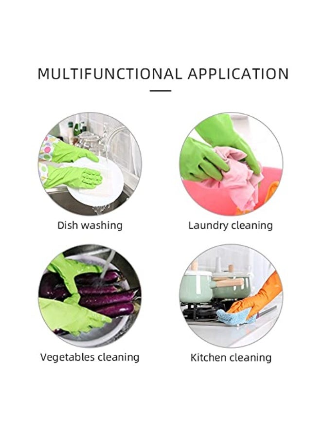 2-Piece Thick Waterproof Latex Household Cleaning Gloves Set for Kitchen Cleaning, Dishwashing, Laundry, Multicolor - Image 4