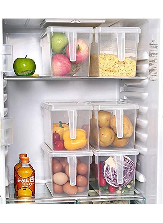 مومو بير صناديق تخزين الطعام، صناديق تخزين المطبخ بأغطية ملونة، تخزين الثلاجة، تخزين الفاكهة 3 قطع 5.8 لتر، صناديق تخزين بلاستيكية كبيرة للثلاجة مع أغطية، شفافة - Image 1