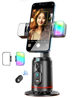 XiuWoo Auto Face Tracking Phone Holder, 360° Rotation Face Body Phone Tripod Smart Shooting Camera Mount with Rechargeable Remote and Light for Live Vlog Streaming Video  - Image 1