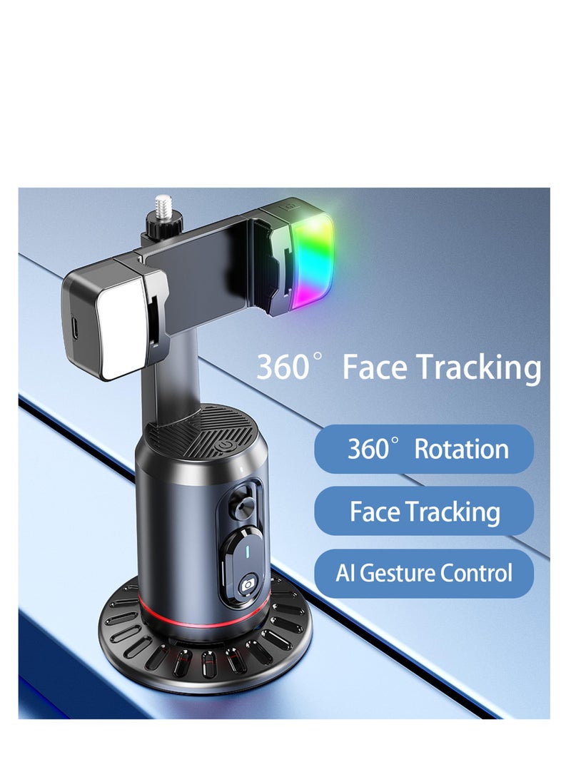 XiuWoo - Auto Face Tracking Phone Holder, 360° Rotation Face Body Phone Tripod Smart Shooting Camera Mount with Rechargeable Remote and Light for Live Vlog Streaming Video - Image 1