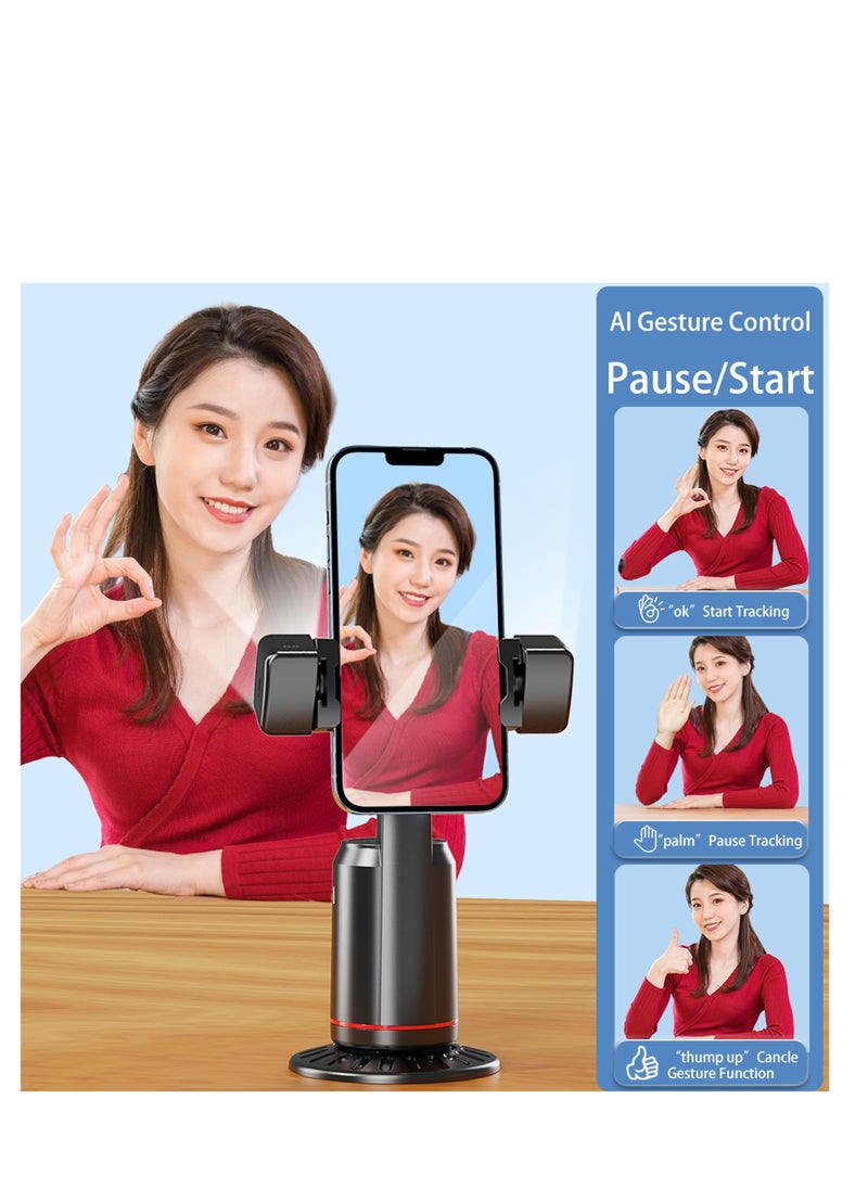 XiuWoo - Auto Face Tracking Phone Holder, 360° Rotation Face Body Phone Tripod Smart Shooting Camera Mount with Rechargeable Remote and Light for Live Vlog Streaming Video - Image 1