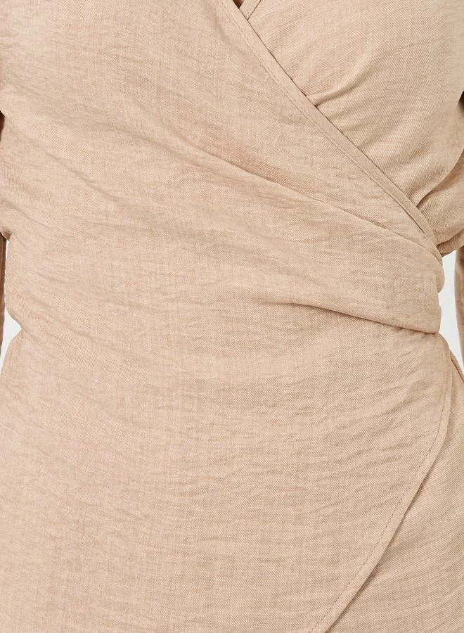 Take Two  Beige Wrap Top and Wide Leg Pants Co-ords for Women | Best Price UAE