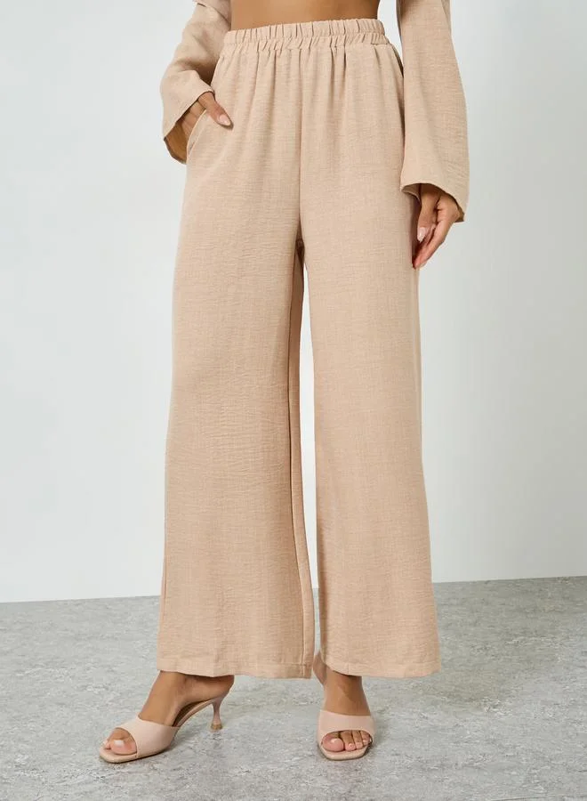 Take Two  Beige Wrap Top and Wide Leg Pants Co-ords for Women | Best Price UAE
