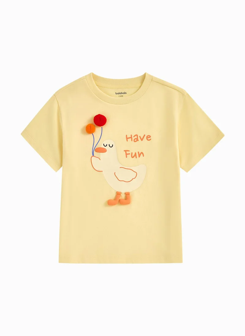 Balabala Baby Unisex Round V-Neck Short-Sleeved T-Shirt