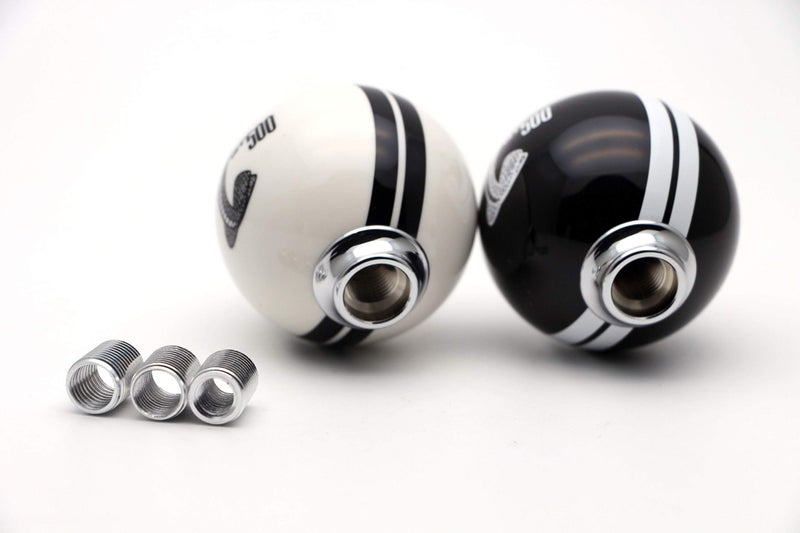 TingAo Gear 6 Speed Round Ball Type R S Shifter for Mustang Shelby GT 500 Cobra Manual Gear Shift Knob Trim Selector Red White Black (Black, R on the right) - Image 4