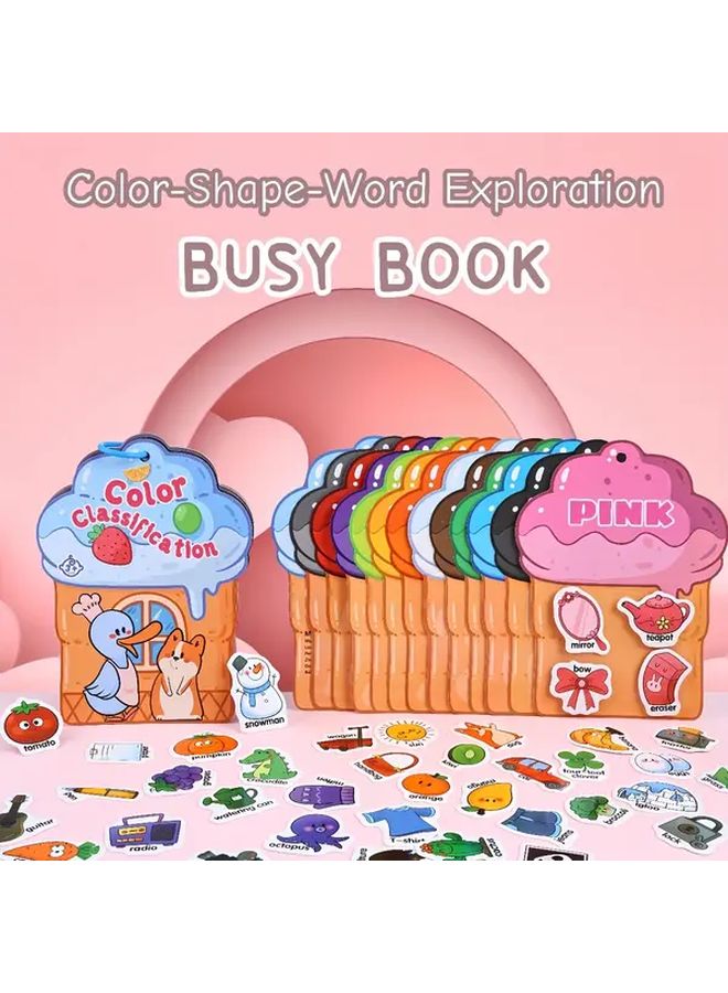 كتاب رسوم متحركة معرفي مشغول مع ملصقات قابلة لإعادة الاستخدام، لعبة مطابقة الكلمات الملائمة للسفر، بطاقات تعليمية، ورق متين - Image 4