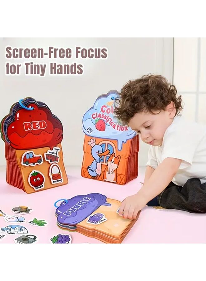 كتاب رسوم متحركة معرفي مشغول مع ملصقات قابلة لإعادة الاستخدام، لعبة مطابقة الكلمات الملائمة للسفر، بطاقات تعليمية، ورق متين - Image 5