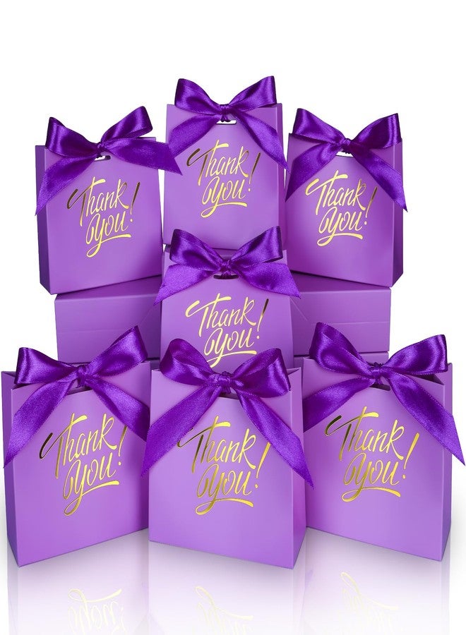 DOYIDE 100 Pack Small Thank You Gift Bags, 4.5x1.8x3.9in Party Favor Bags Boxes with Bow Ribbon, Small Paper Gift Bags with Gold Foil Printed, Mini Candy Treat Bags for Birthday Wedding Party Holiday - Image 1