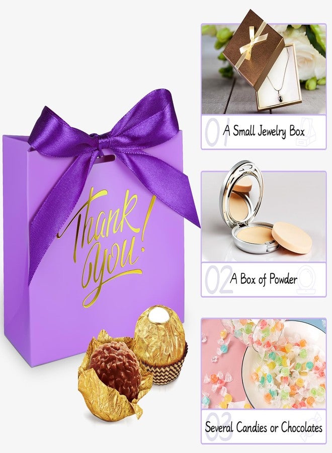 DOYIDE 100 Pack Small Thank You Gift Bags, 4.5x1.8x3.9in Party Favor Bags Boxes with Bow Ribbon, Small Paper Gift Bags with Gold Foil Printed, Mini Candy Treat Bags for Birthday Wedding Party Holiday - Image 2