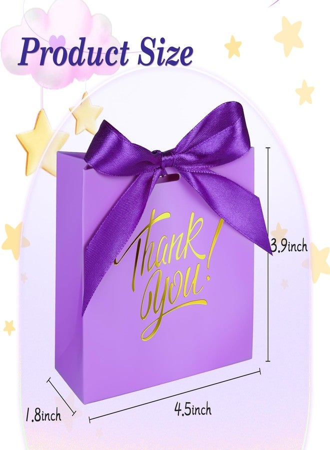 DOYIDE 100 Pack Small Thank You Gift Bags, 4.5x1.8x3.9in Party Favor Bags Boxes with Bow Ribbon, Small Paper Gift Bags with Gold Foil Printed, Mini Candy Treat Bags for Birthday Wedding Party Holiday - Image 4