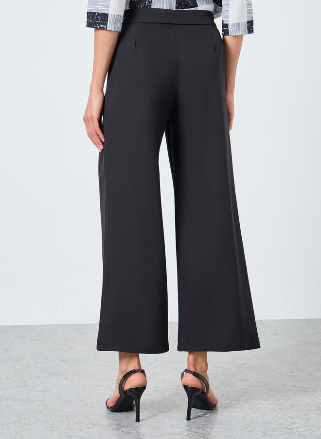 Take Two Women Solid Metal Buckle Waist Wide Leg Pants - Image 4