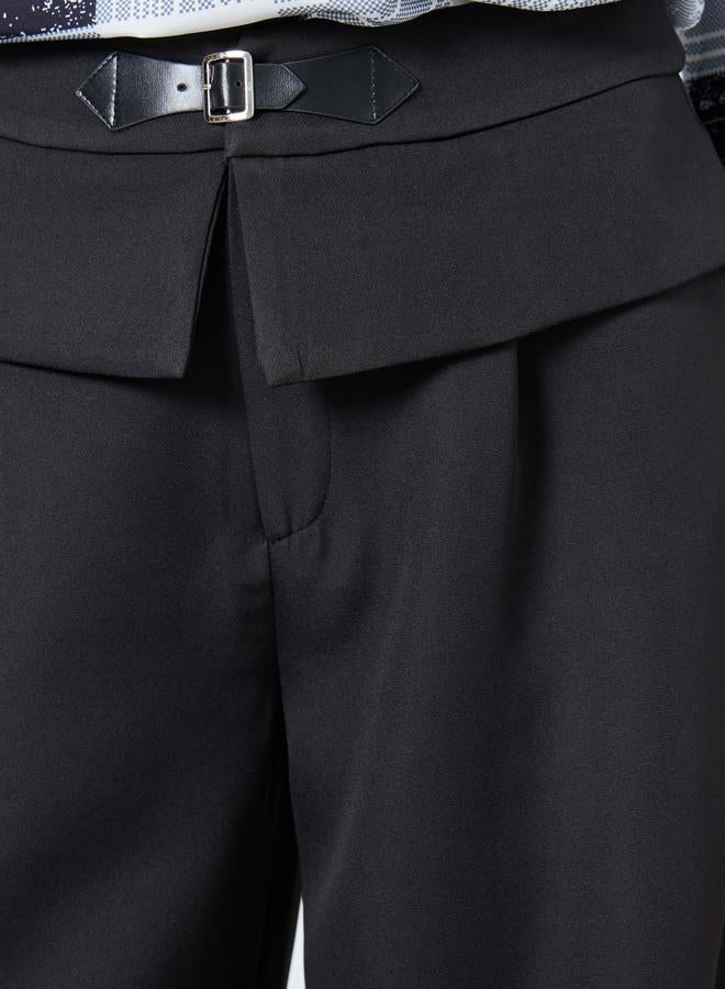 Take Two Women Solid Metal Buckle Waist Wide Leg Pants - Image 3