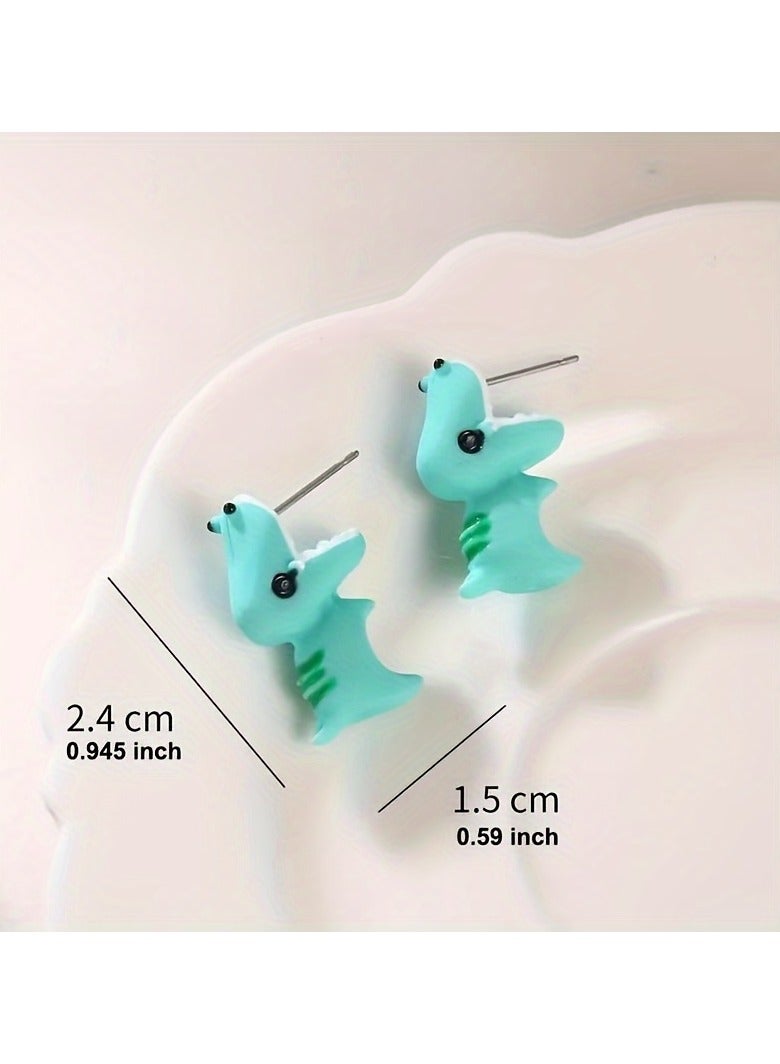 Charming 14-piece Cute Animal Earring Set - Dinosaur, Puppy And Whale Designs - Fun Clay-bite Jewelry Gift Fun Gifts And Accessories - Image 3