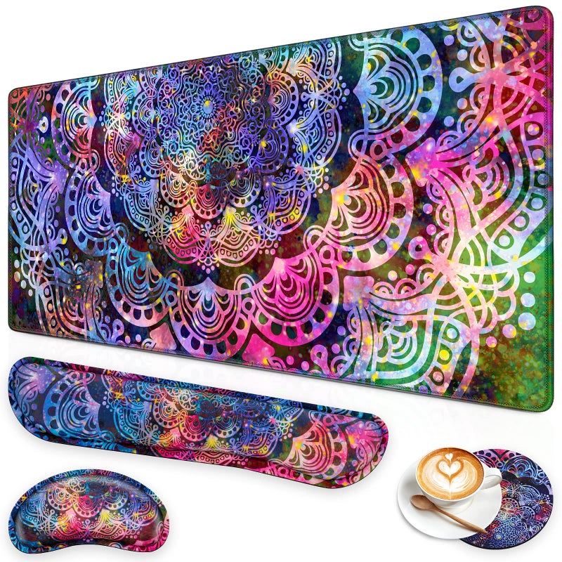 Canjoy Gaming Mouse Pad Set, 4-in-1 XXL Large Mouse Pad + Keyboard Wrist Rest Support+ Coaster, (35.4×15.7 in) Extended Desk Pad Memory Foam Non-Slip Desk Mat for Home Office - Image 1