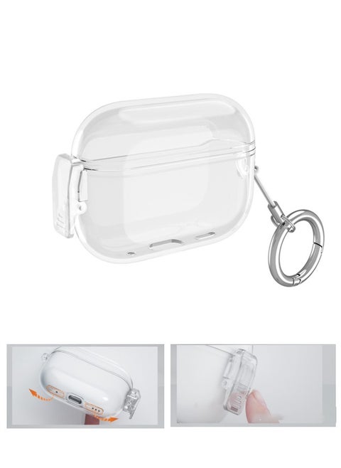 Airpods Pro2 Lock Earphone Case, Lock Anti-lost Protective Cover, Earphone Case Suitable for Transparent, With Carabiner, Shockproof Lock Cover, Front Led Visible
