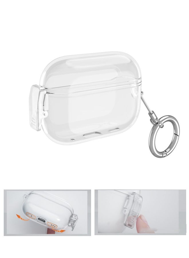 Airpods Pro2 Lock Earphone Case, Lock Anti-lost Protective Cover, Earphone Case Suitable for Transparent, With Carabiner, Shockproof Lock Cover, Front Led Visible