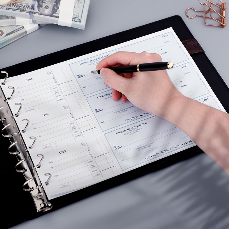 Antner 7 Ring Business Checkbook Binder for Business Checks, 600 Checks Capacity, PU Leather Check Book Binder Cover with Zipper Pouch, Executive Organizer Portfolio Holder for 9" x 13" Sheets, Coffee - Image 4