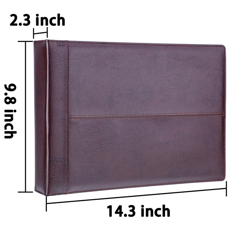 Antner 7 Ring Business Checkbook Binder for Business Checks, 600 Checks Capacity, PU Leather Check Book Binder Cover with Zipper Pouch, Executive Organizer Portfolio Holder for 9" x 13" Sheets, Coffee - Image 2