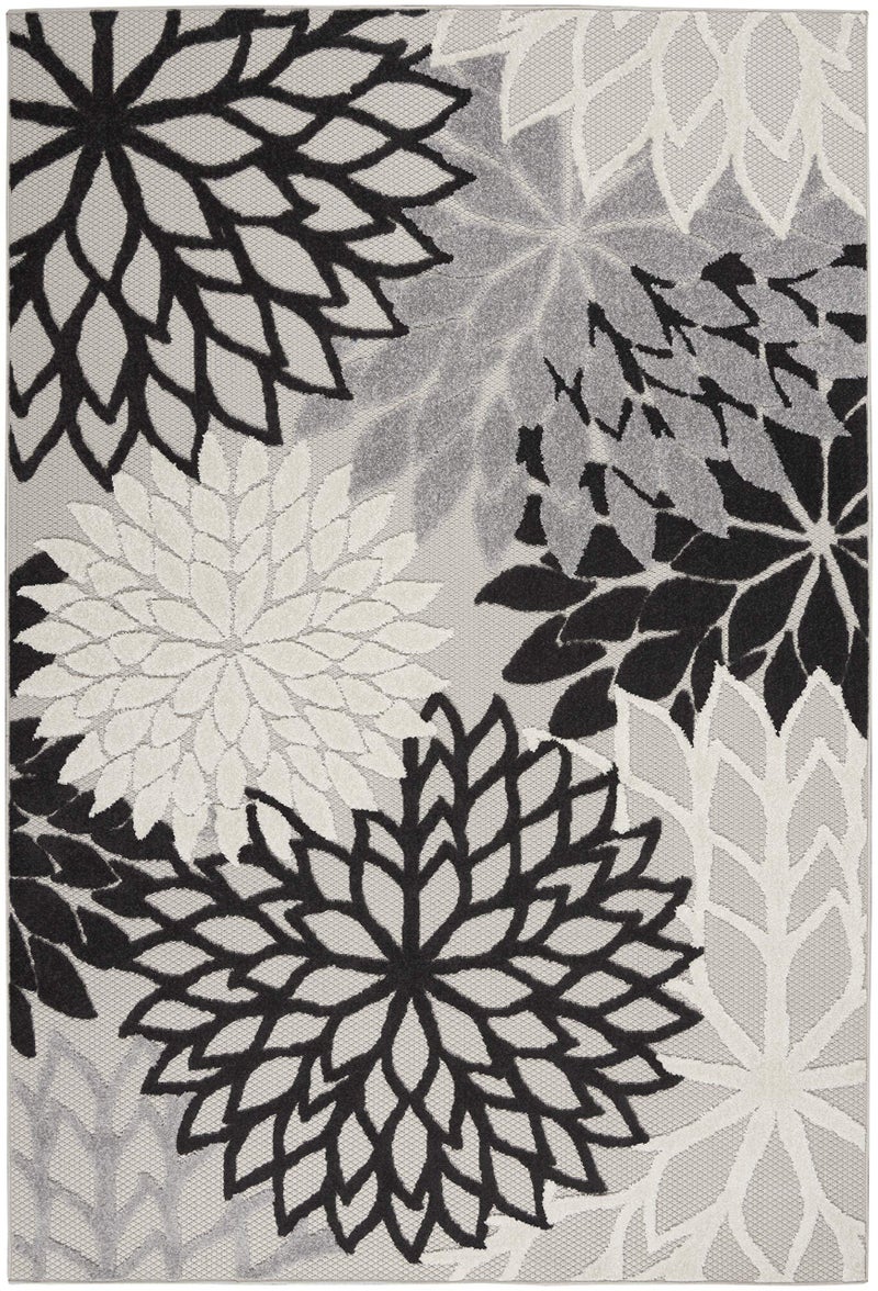 Nourison Home Aloha Indoor/Outdoor Black White 5'3" x 7'5" Area Rug, Tropical, Botanical, Easy Cleaning, Non Shedding, Bed Room, Living Room, Dining Room, Deck, Backyard, Patio (5x7) - Image 2
