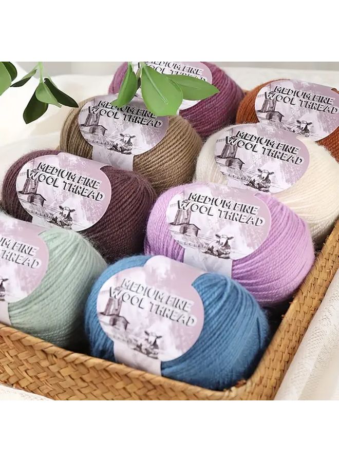 500g 18 Noble Purple Medium Weight 100 Percent Wool Yarn 10 Skeins Hand Spun Worsted Wool For Knitting Sweaters Scarves Hats Mittens Blankets Rugs And Handicrafts - Image 4