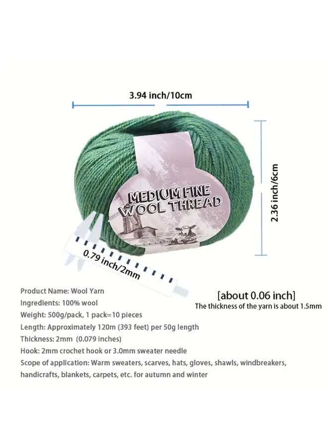 500g 18 Noble Purple Medium Weight 100 Percent Wool Yarn 10 Skeins Hand Spun Worsted Wool For Knitting Sweaters Scarves Hats Mittens Blankets Rugs And Handicrafts - Image 3
