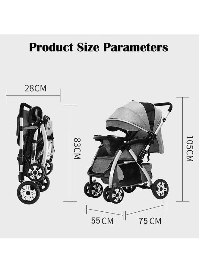 Lightweight Baby Stroller With Extended Canopy Easy One Hand Fold And Locking System For Newborn To 3 Years Age Babies