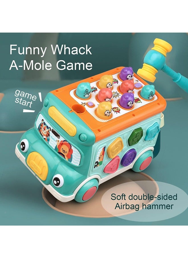 Push and pull bus toys, educational music games for kids with sound and light, matching shapes, equipment and toy clocks, toy bus activities for early childhood educational gifts for boys and girls - Image 4