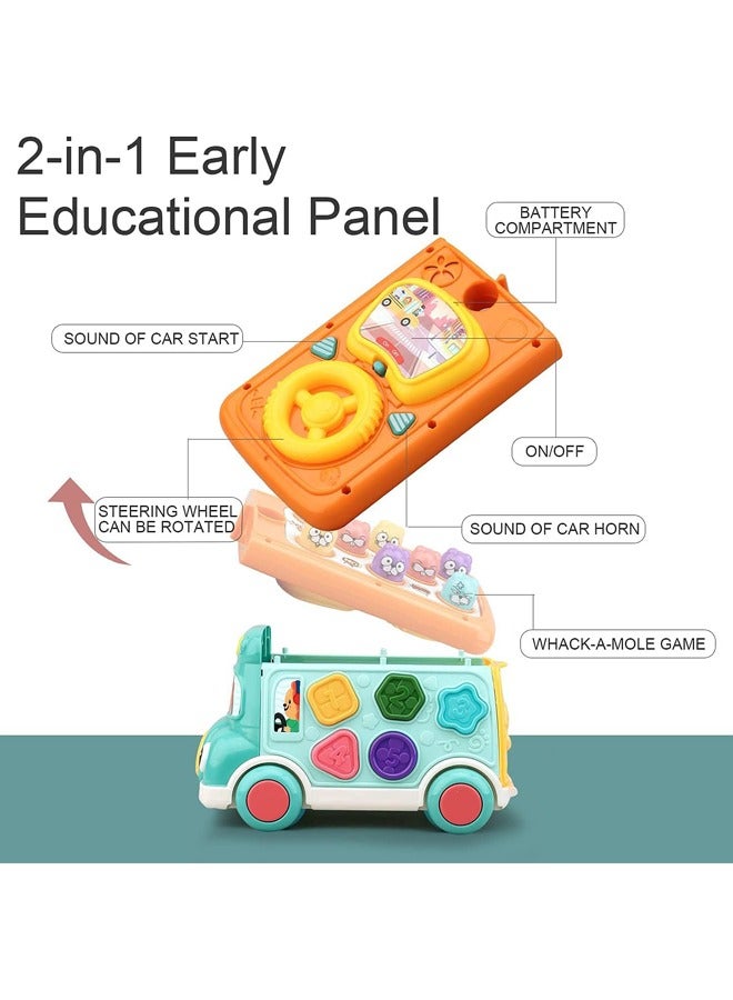 Push and pull bus toys, educational music games for kids with sound and light, matching shapes, equipment and toy clocks, toy bus activities for early childhood educational gifts for boys and girls - Image 5