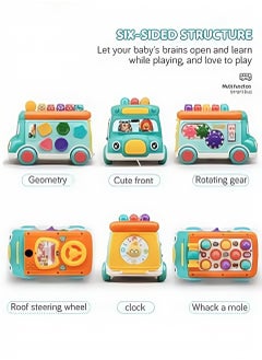 Generic Push and pull bus toys, educational music games for kids with sound and light, matching shapes, equipment and toy clocks, toy bus activities for early childhood educational gifts for boys and girls  - Image 3