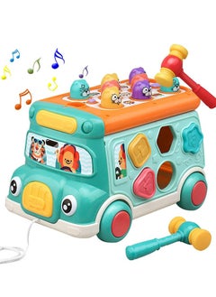 Generic Push and pull bus toys, educational music games for kids with sound and light, matching shapes, equipment and toy clocks, toy bus activities for early childhood educational gifts for boys and girls  - Image 1