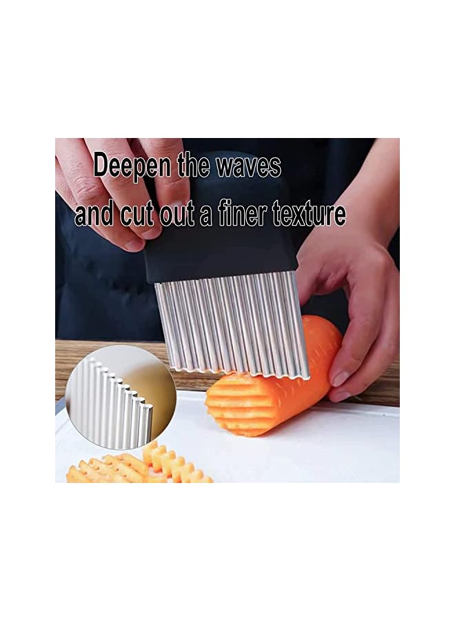 Goodern 3 PCS Stainless Steel Crinkle Cutter Set,Wavy Chopper Kitchen Gadget Cutting Tool Safe Durable Potato Onion Cutter French Fry Cutter Sturdy Slicing Helper Vegetable Fruit Crinkle Cutters - Image 2