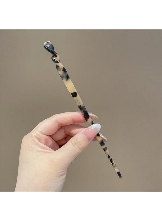 GSHLLO 6 Pcs Vintage Hair Sticks U Shaped Hair Styling Pins Tortoise Shell Hair Pins French Hair Chopsticks Retro Hair Forks Leopard Print Hair Pins Decorative Hairpins - Image 4