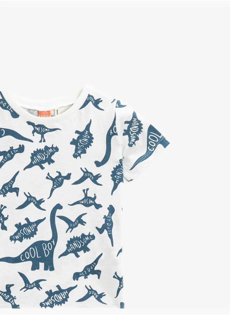 KOTON Printed T-Shirt Short Sleeve Cotton