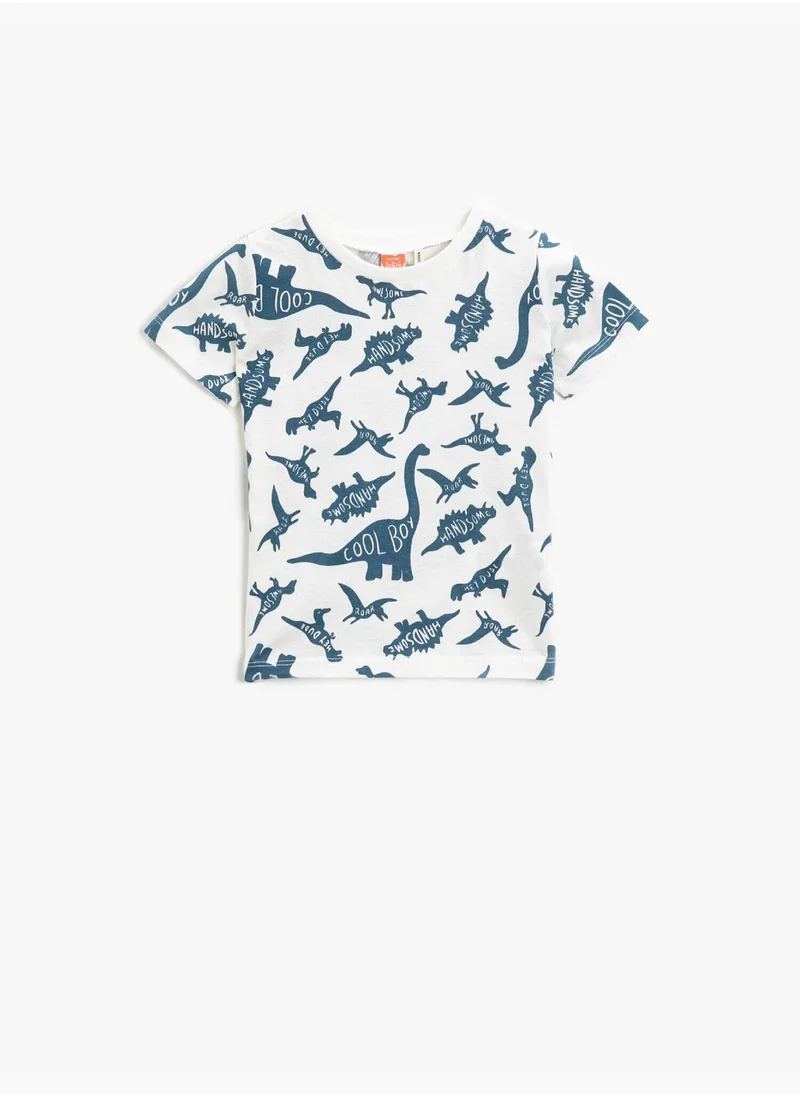 KOTON Printed T-Shirt Short Sleeve Cotton