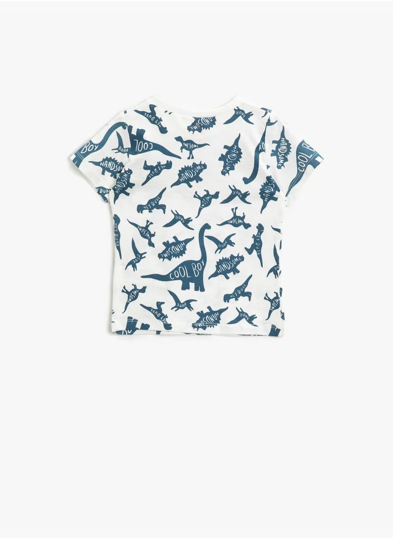 KOTON Printed T-Shirt Short Sleeve Cotton