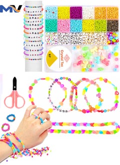 MAGIC VAULT Beads Jewelry Making Kit - Craft and Art Glass Pony Seed Bead for Bracelet and Alphabet Letter Beads for DIY Arts and Crafts Gift for Her Women Wife Girlfriend Kids Age 6 7 8 9 10 Years Old  - Image 1