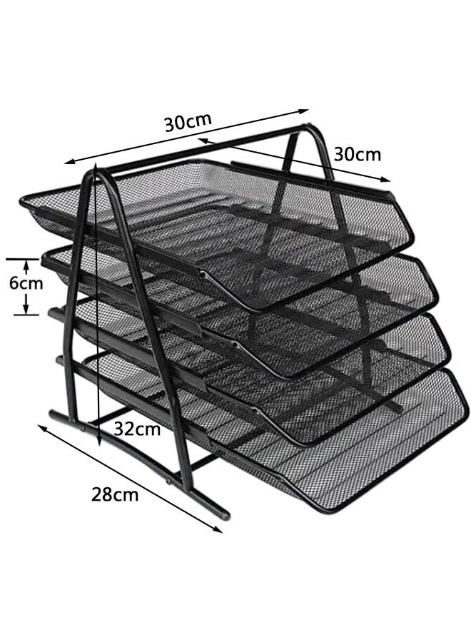 وهاواي 4 Tier Mesh Letter Tray, Desk File Organizer Storage Sliding Paper Sorter, Desktop Document Holder Shelf Rack Paper Letter Tray Organizer for Home, School, Office, Black - Image 2